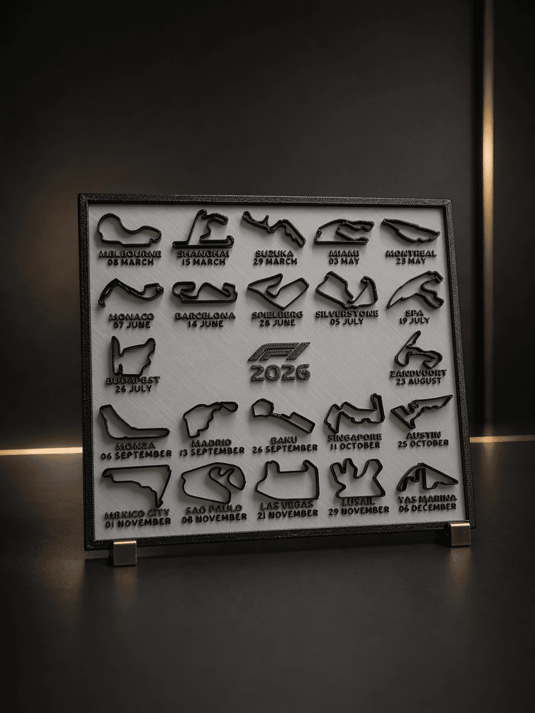 Tablou 3D F1 Calendar — 2026